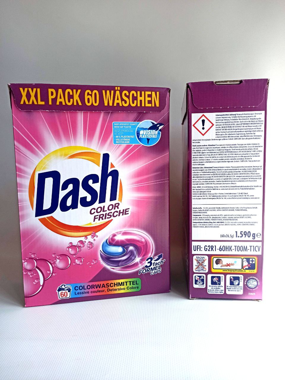 Dash color frische капсули 3в1, 60шт для кольорових і темних тканин