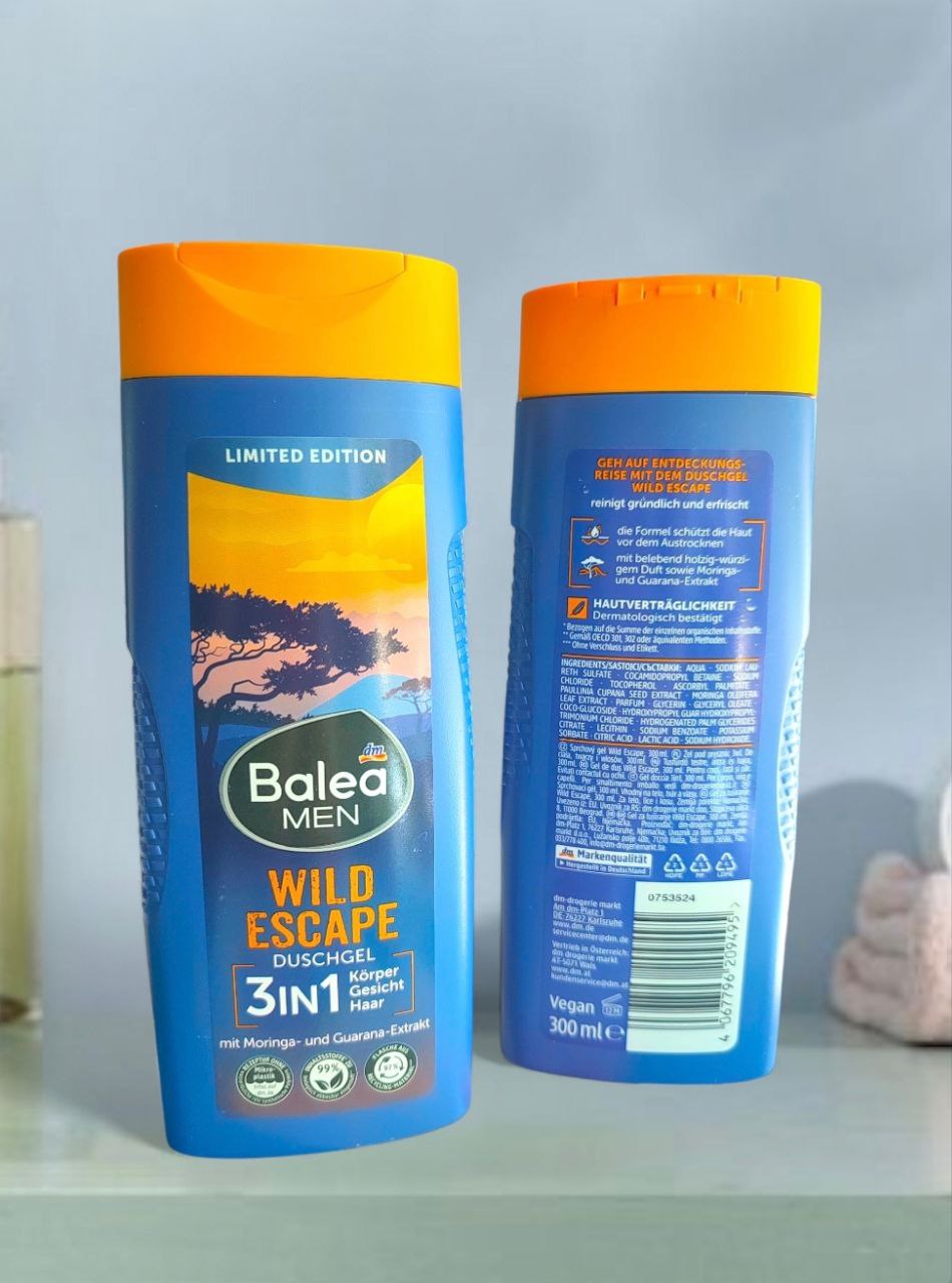Balea MEN Wild Escape 3в1 шампунь, гель душ та вмивання для чоловіків, 300мл