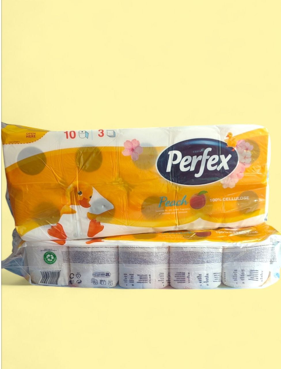 Perfex білий туалетний папір 3х шаровий, 10шт з ароматом персика