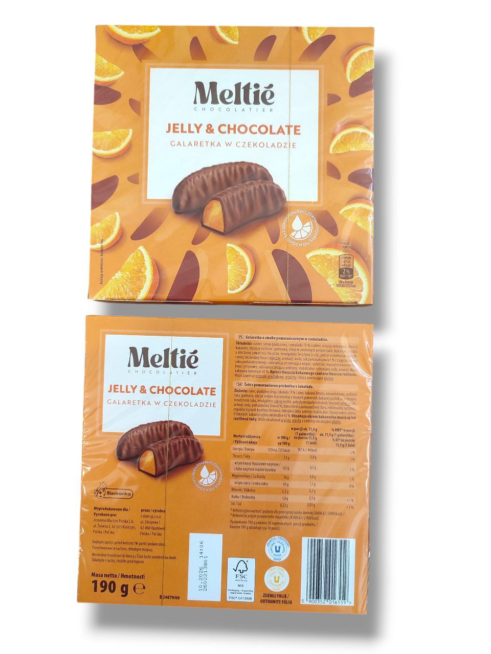 Meltie Galaretka w chekolade, цукерки в коробці Апельсин, 190г