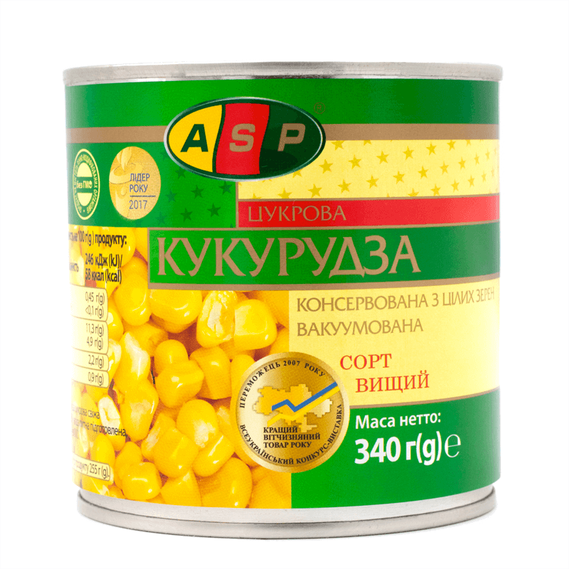 ASP Кукукурудза консервована цукрова молода, вищий сорт - 340г