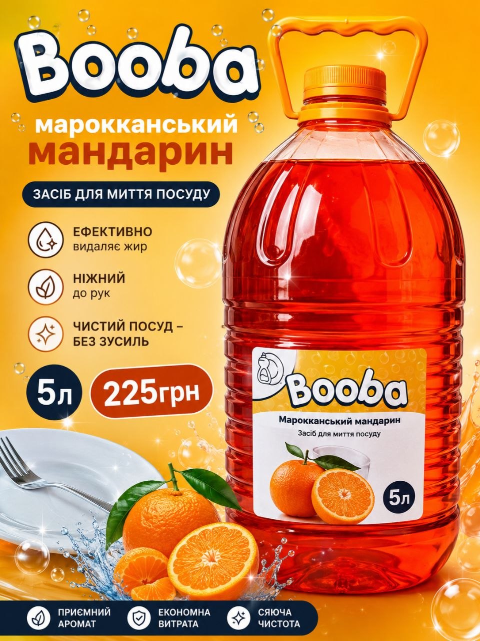 Booba засіб для миття посуду 5л, мандарин