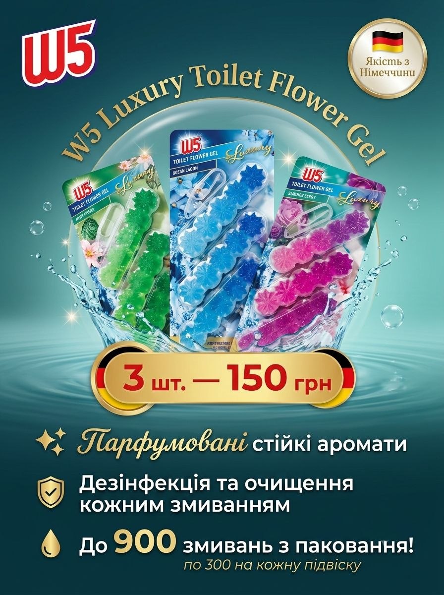 W5 Active Discs WC, гігієна та ароматизатор для туалету - 3шт по 33г