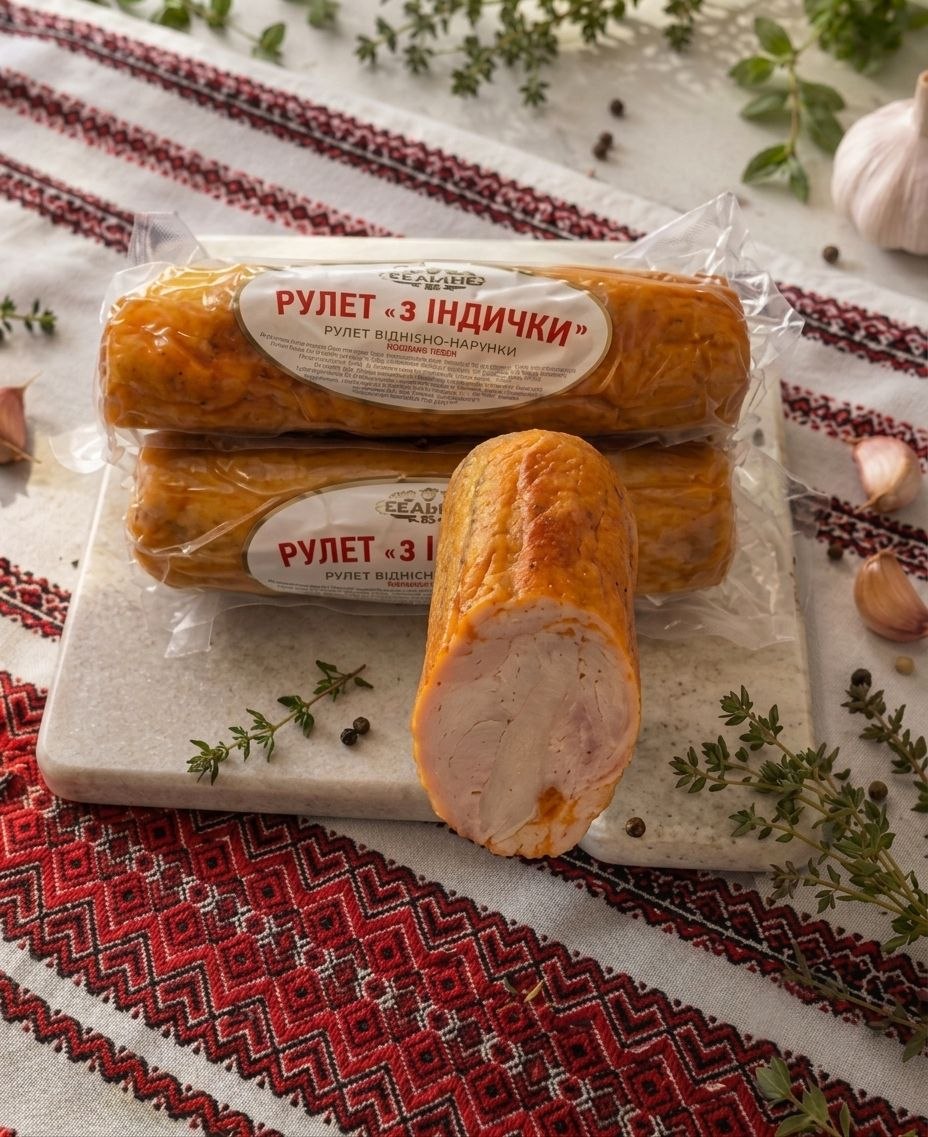 Брашно - Рулет з індички, птиця копчено - варена, 100г
