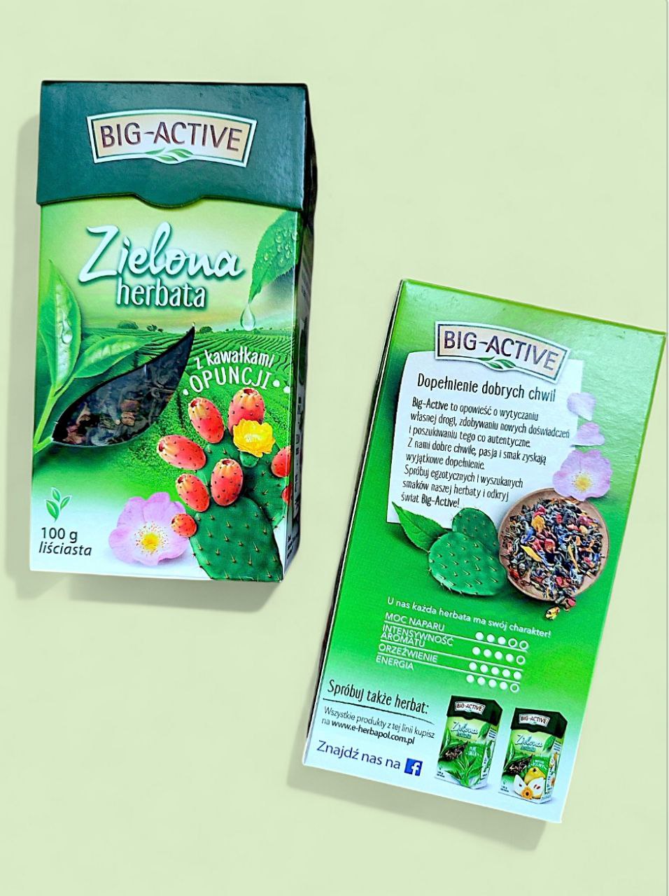 Big-active зелений чай крупнолистовий з кактусом, 100г