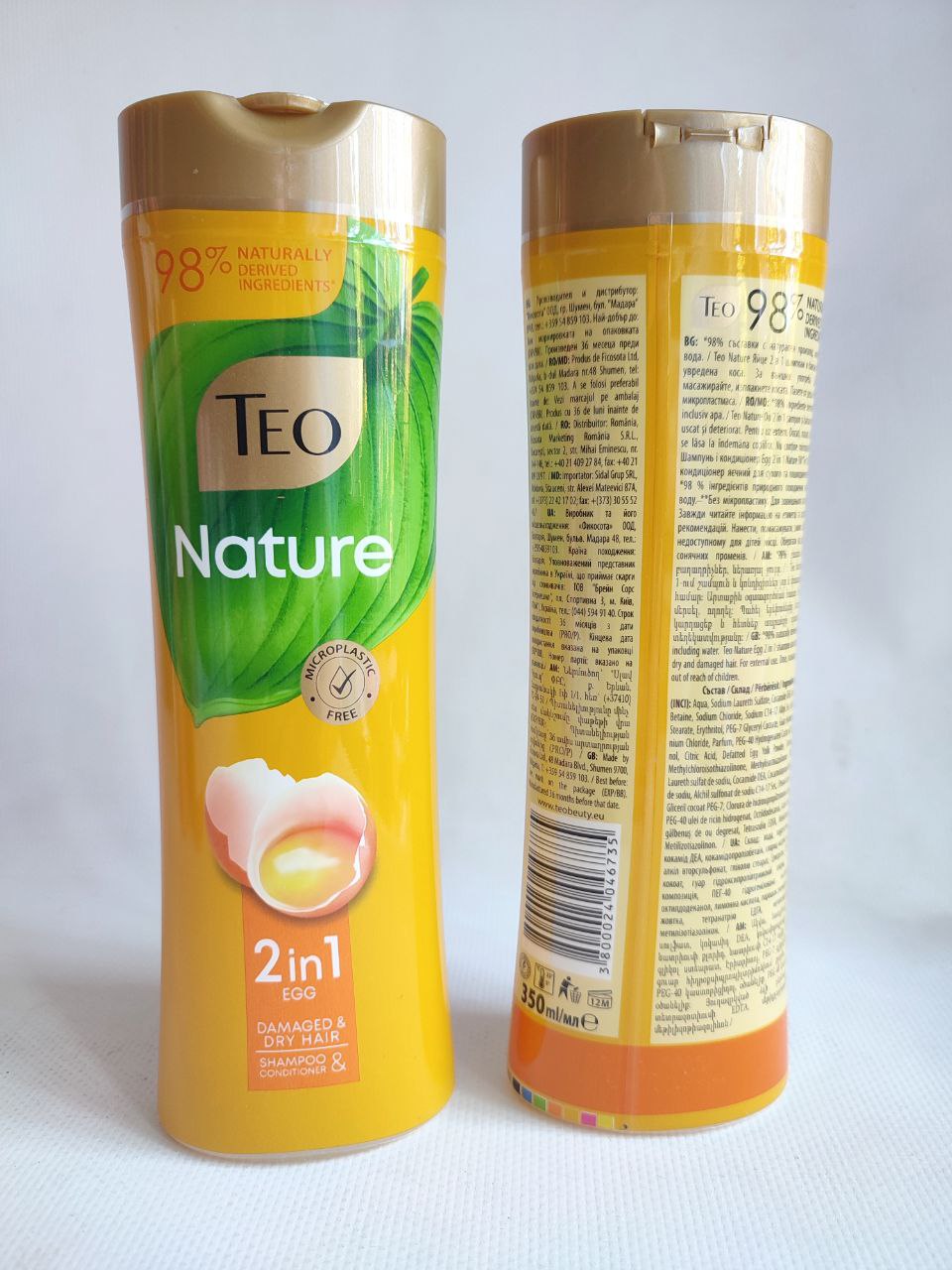 Teo Nature 2in1 Egg шампунь та кондиціонер для відновлення волосся, 350мл