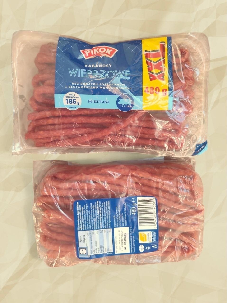 Pikok Kabanosy XXL, вищий гатунок, свинина, 420г