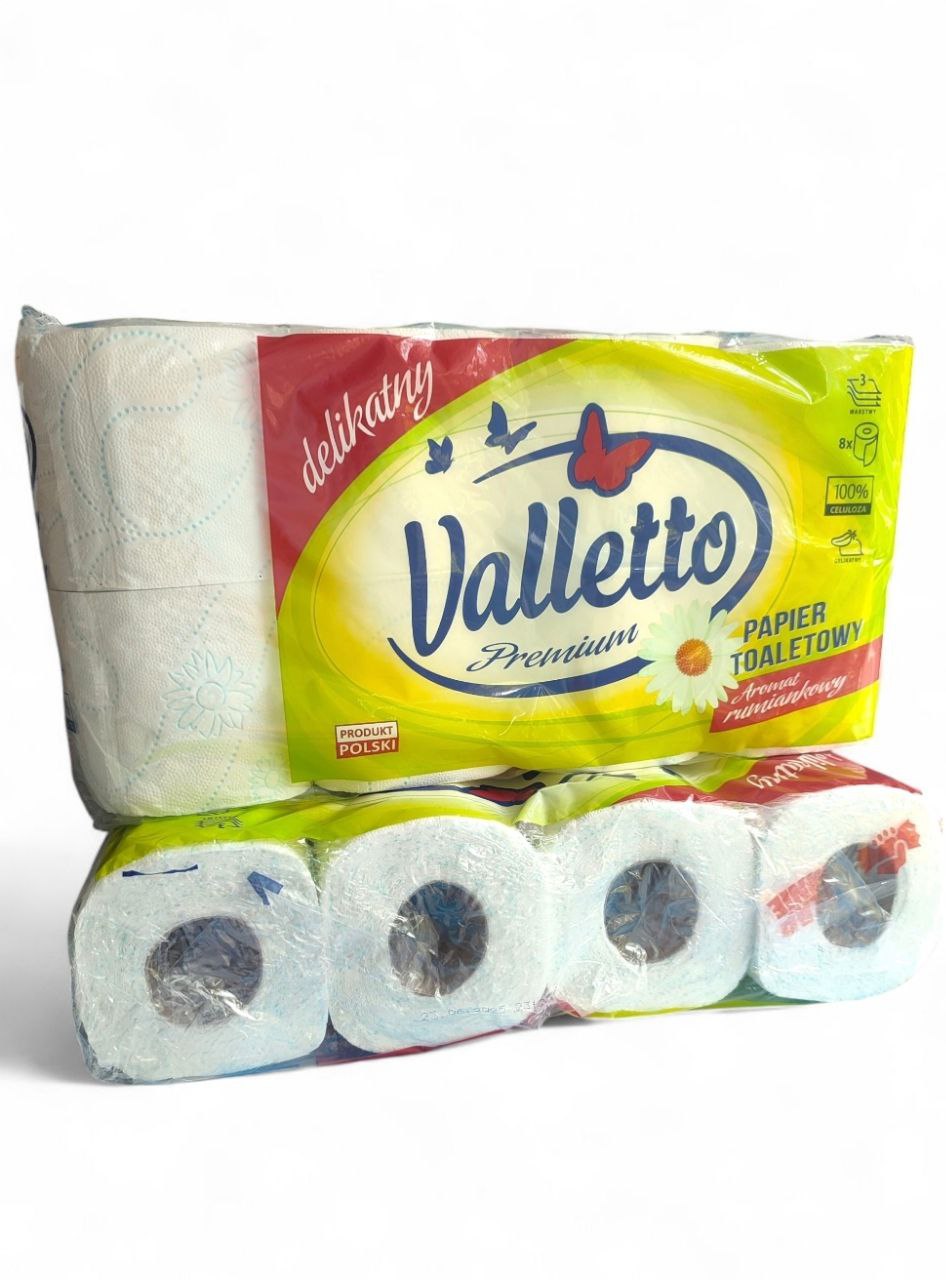 Valletto Premium Delikatny - туалетний папір, 3х шаровий, 8шт