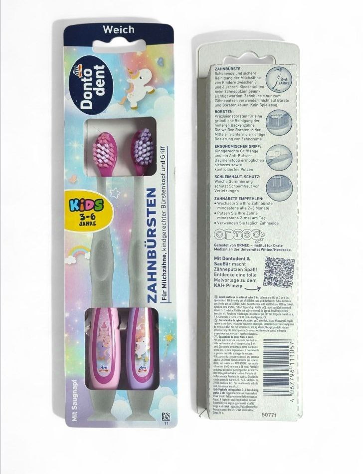 Dontodent Kids Pink - зубні щітки дитячі 2 шт, від 3-6 років
