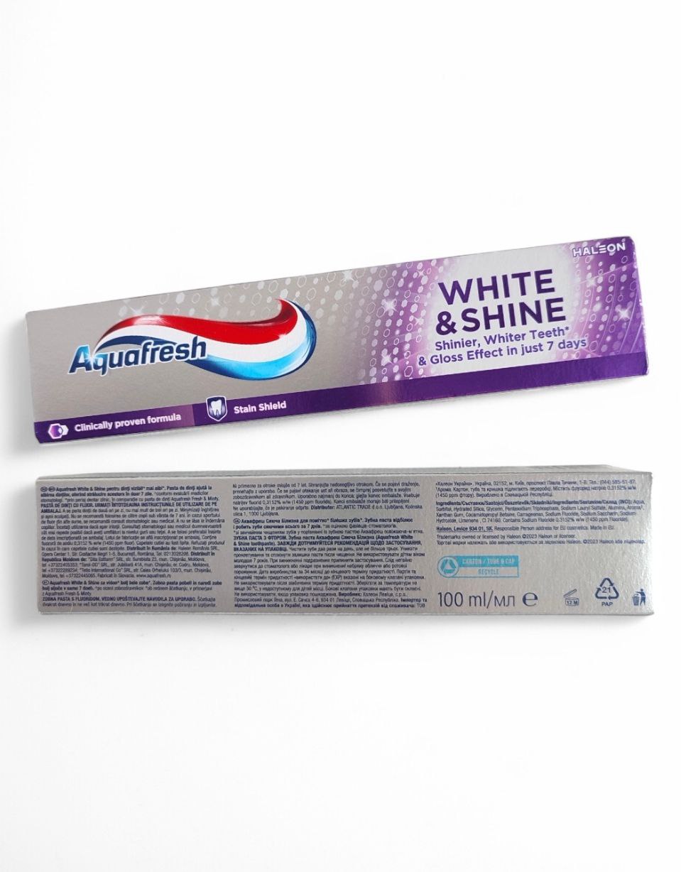 Aquafresh white&shine, зубна паста відбілююча - 100мл