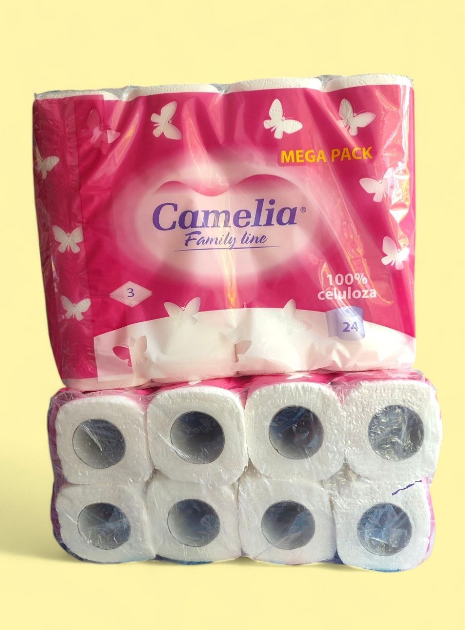 Camelia білий туалетний папір 3х шаровий, 24шт, без ароматизатора